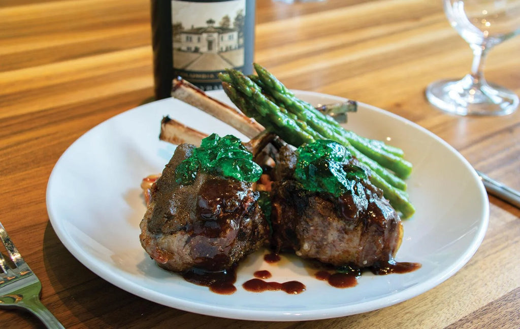 French Hen Mushroom-crusted Colorado lamb chops with a mint trufle demi-glace  Michelle Pollard